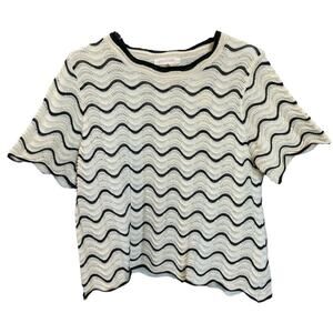 Solitaire Rippled Beige Black Knitted Top XL